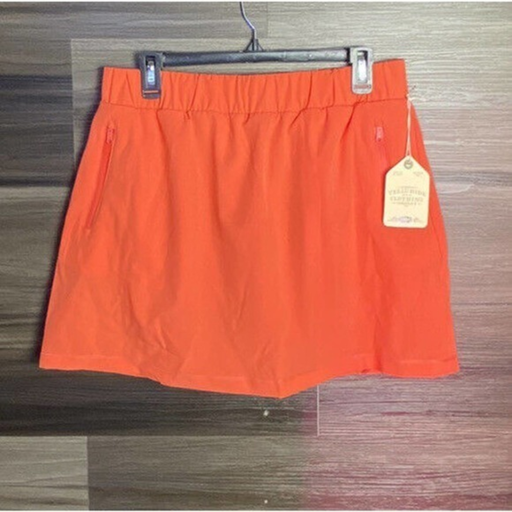Telluride Medium‎ Pull-On Skort Elastic Waist Zip Pockets Built-In Shorts Red